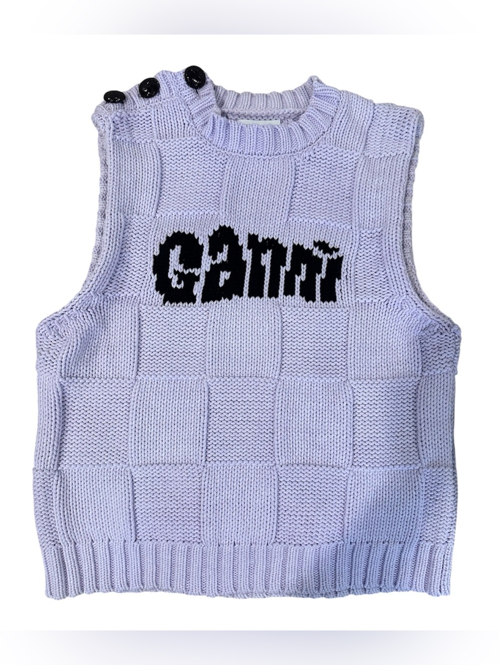 GANNI Women’s Lavender Logo Knit Vest Size small